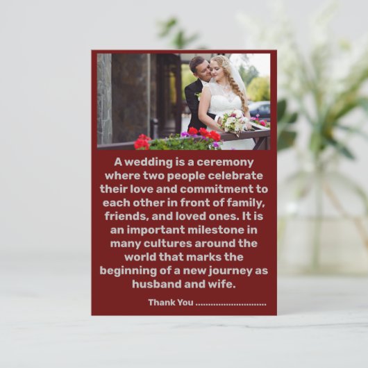 Dank u liefde hart bruiloft bedankkaart (Staand voorkant)