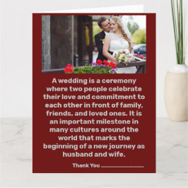 Dank u liefde hart bruiloft gevouwen kaarten