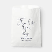 Dank u Liefde Hart Elegante Marine Blauwe bruiloft Bedankzakje (Voorkant)