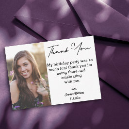 Dank u lieve 16 verjaardag eenvoudige foto notitiekaartje