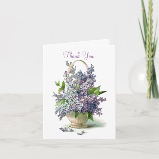 Dank u Lila Bloesems Basket Bedankkaart (Voorkant)