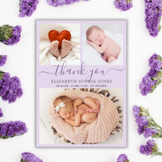 Dank u Lila Foto Collage van de Aankondiging van d