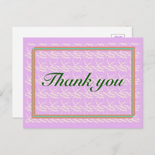 Dank u ~ lint hart paarse~ briefkaart (Voorkant / Achterkant)