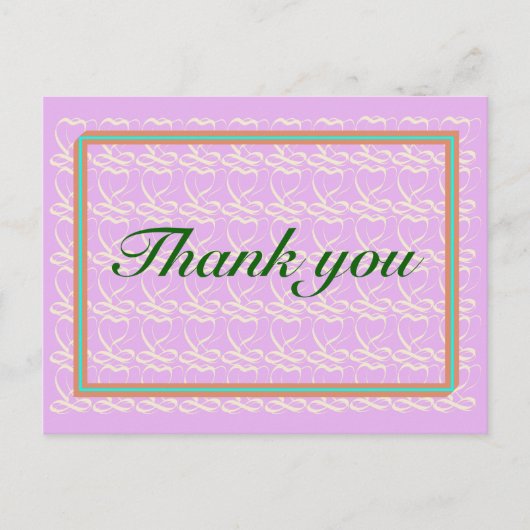 Dank u ~ lint hart paarse~ briefkaart (Voorkant)