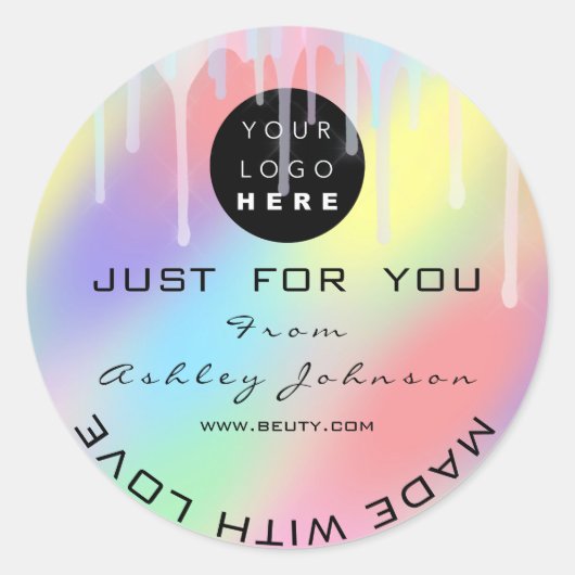 Dank u Logo Holograaf gemaakt met liefdesschijven Ronde Sticker (Voorkant)