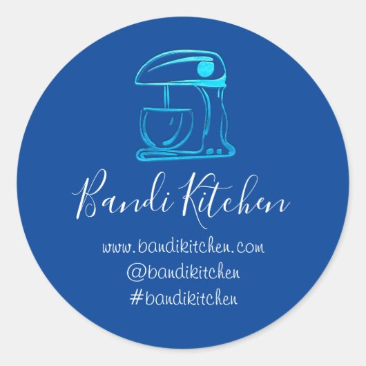 Dank u Logo Keuken Koken Bakkerij Blauw Navy Ronde Sticker (Voorkant)