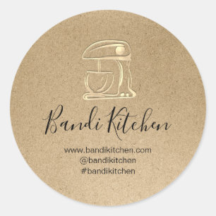 Dank u Logo Keuken Koken Chef Gold Kraft VIP Ronde Sticker