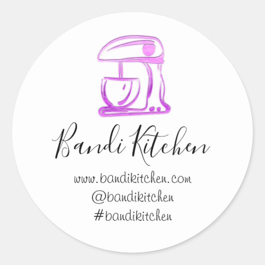Dank u Logo Keuken Kookmixer Roze Fuchsia Ronde Sticker (Voorkant)