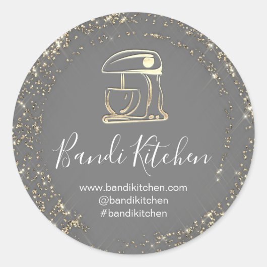 Dank u Logo Kitchen Cooking Chef Bakery Silver Ronde Sticker (Voorkant)