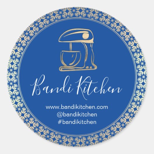 Dank u Logo Kitchen Cooking Chef Online Blauw Ronde Sticker (Voorkant)