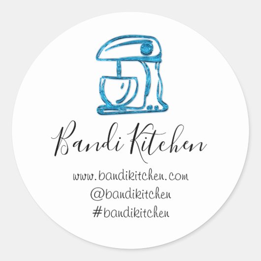Dank u Logo Kitchen Cooking Mixer Blauwgroen Blauw Ronde Sticker (Voorkant)