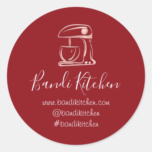 Dank u Logo Kitchen Cooking Robot Red Rose Ronde Sticker (Voorkant)