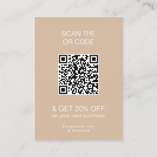 Dank u Logo Loyalty Modern beige Store QR Code Kortingskaartje (Achterkant)