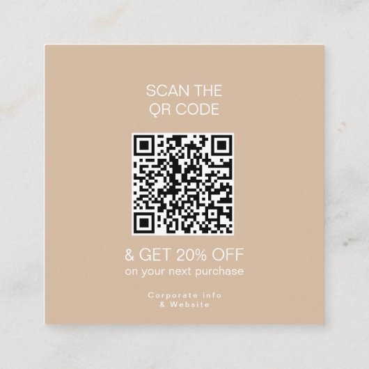 Dank u Logo Loyalty Modern beige Store QR Code Kortingskaartje (Achterkant)