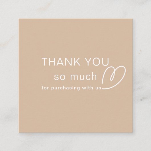 Dank u Logo Loyalty Modern beige Store QR Code Kortingskaartje (Voorkant)