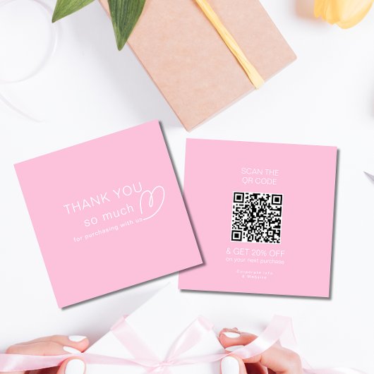 Dank u Logo Loyalty Modern Pink Store QR Code Kortingskaartje