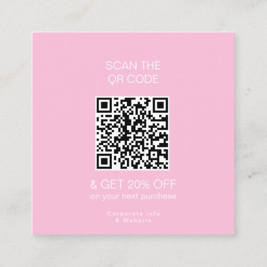 Dank u Logo Loyalty Modern Pink Store QR Code Kortingskaartje (Achterkant)
