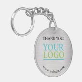 Dank u, Logo, naam website, geborsteld zilver vs 2 Sleutelhanger (Voorkant Links)