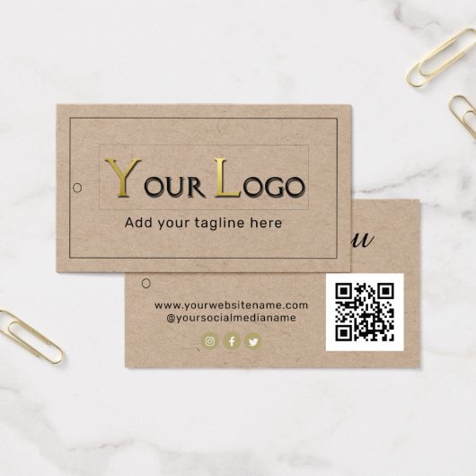 Dank u Logo QR Code Kraft Clothing Hang Label Visitekaartje (Kantoor)