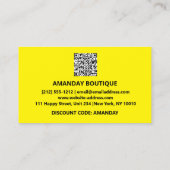 Dank u Logo QRCODE 20%OFF kortingscode geel Visitekaartje (Achterkant)