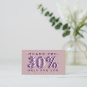 Dank u Logo QRCODE 30%OFF Korting Lavendel Visitekaartje (Staand voorkant)