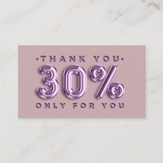 Dank u Logo QRCODE 30%OFF Korting Lavendel Visitekaartje (Voorkant)
