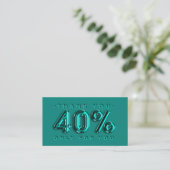 Dank u Logo QRCODE 40%OFF kortingscode Blauwgroen Visitekaartje (Staand voorkant)