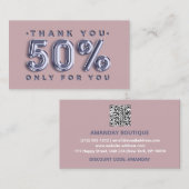 Dank u Logo QRCODE 50%OFF de Code van de Korting Visitekaartje (Voorkant / Achterkant)