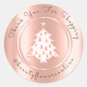 Dank u Logo Roos Kerstboom Vrolijk seizoen Ronde Sticker