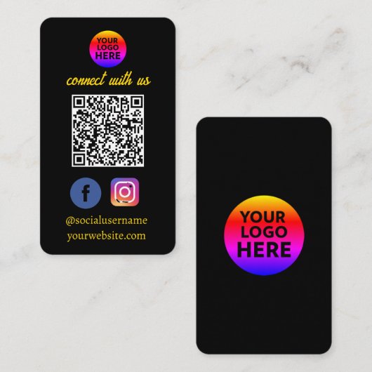 Dank u logo voor visitekaartje met QR-code (Voorkant / Achterkant)