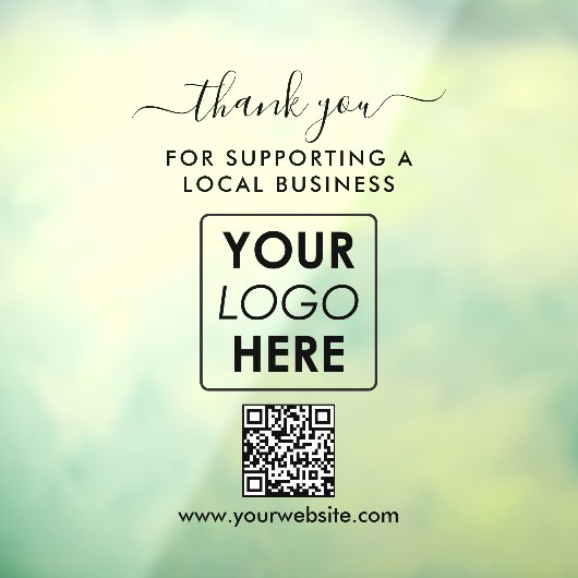 Dank u lokale zakelijke Logo branding welkom Raamsticker (Vel 3)
