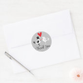Dank u Lovebirds Grijze Trouwstickers Ronde Sticker (Envelop)
