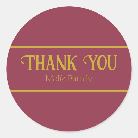Dank u luxe rode effen kleur personaliseren ronde sticker (Voorkant)