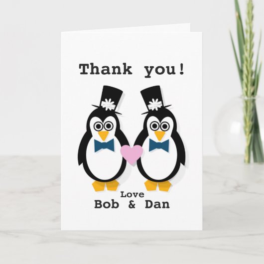 "Dank u!" M. & M. Customisable Penguin Card Bedankkaart (Voorkant)