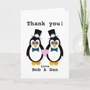 "Dank u!" M. & M. Customisable Penguin Card Bedankkaart