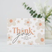 Dank u madeliefje terracotta natuurlijke verjaarda bedankkaart (Staand voorkant)