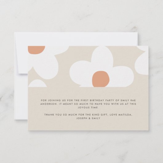 Dank u madeliefje terracotta natuurlijke verjaarda bedankkaart (Achterkant)