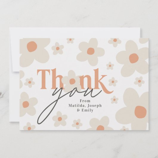 Dank u madeliefje terracotta natuurlijke verjaarda kaart (Voorkant)