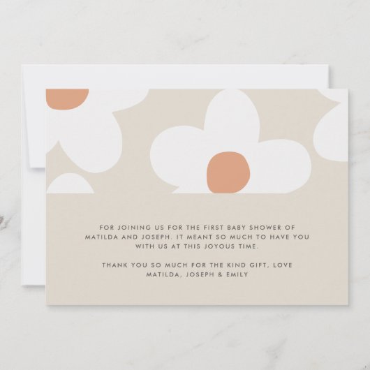 Dank u madeliefje terracotta natuurlijke verjaarda kaart (Achterkant)