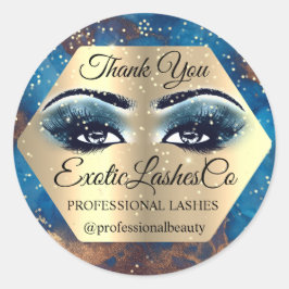 Dank U Make-up Artiest Goud LASHES Blauw Ronde Sticker