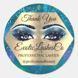 Dank U Make-up Artiest Goud LASHES Blauw Ronde Sticker