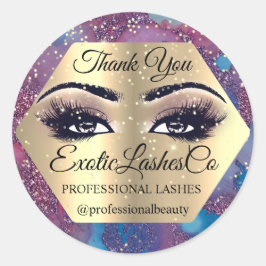Dank U Make-up Artist Eyes Paarse Roos LASHES Ronde Sticker
