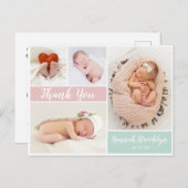 Dank u Manuscript 4 Foto Collage Birth Announcemen Aankondigingskaart (Voorkant / Achterkant)