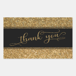Dank u Manuscript, de Glitter van het Goud Kader & Rechthoekige Sticker