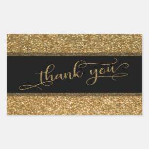 Dank u Manuscript, de Glitter van het Goud Kader & Rechthoekige Sticker