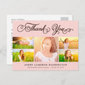 Dank u Manuscript Elegant 5 multi-Foto Afstuderen Briefkaart (Voorkant / Achterkant)