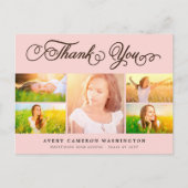 Dank u Manuscript Elegant 5 multi-Foto Afstuderen Briefkaart (Voorkant)