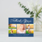 Dank u Manuscript Elegant 5 multi-Foto Afstuderen Briefkaart (Staand voorkant)