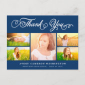 Dank u Manuscript Elegant 5 multi-Foto Afstuderen Briefkaart (Voorkant)