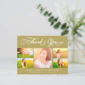 Dank u Manuscript Elegant 5 multi-Foto Afstuderen Briefkaart (Staand voorkant)